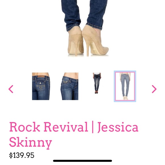 Rock revival Jessica low rise skinny jean sz 26 Embroidered back flap pockets - Picture 6 of 16